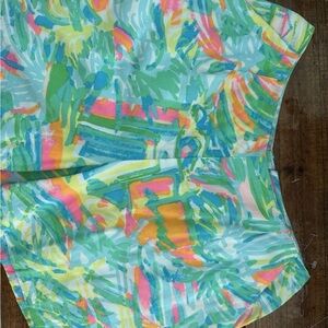 Lilly Pulitzer Linnea Shorts Sea Salt & Sun Rayon Flat Front Back Zip Size 0
